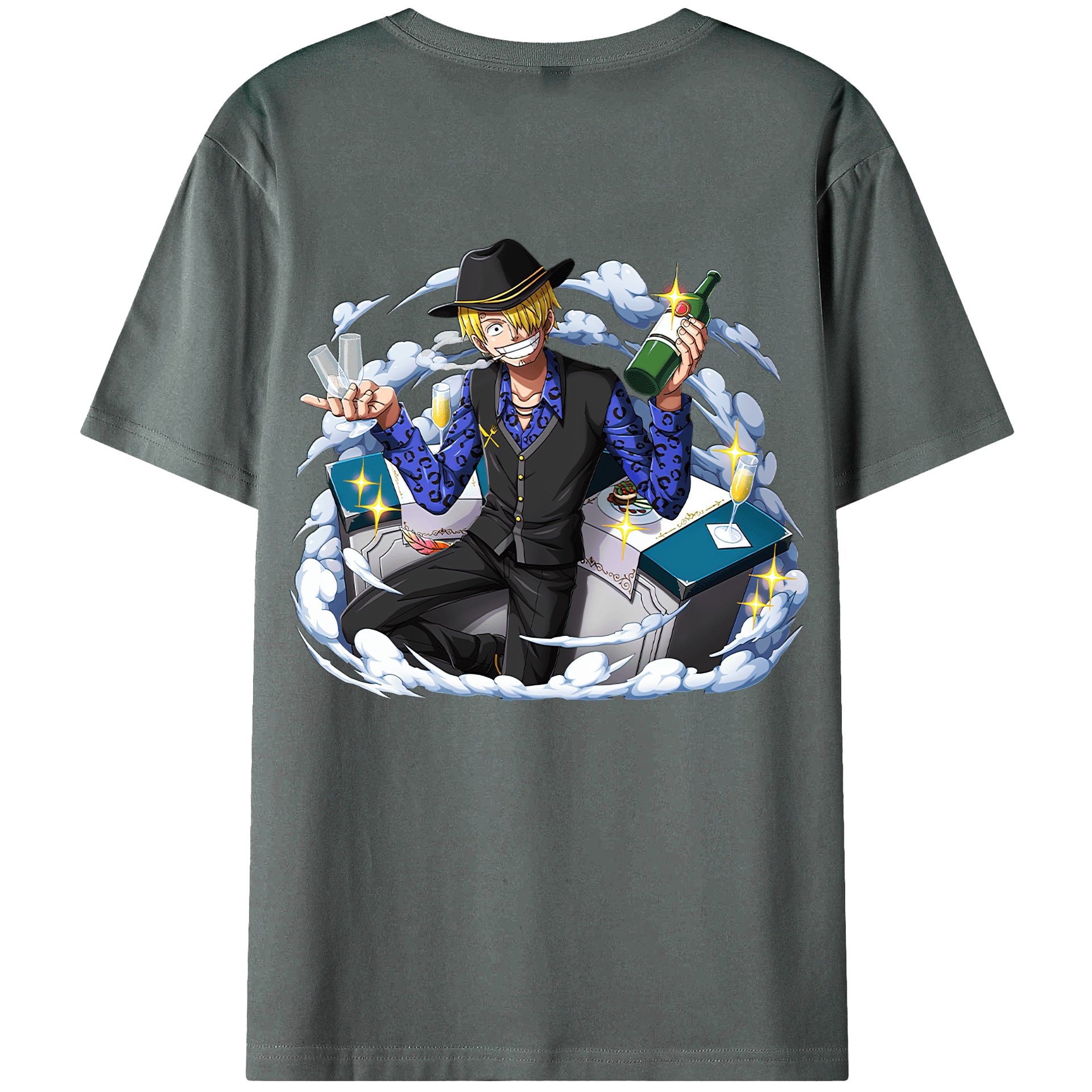 （画像用） ワンピース サンジ ONE PIECE Sanji 綿100％ メンズ半袖Tシャツ（バックプリント） 通気性